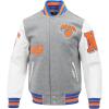 Pro Standard Mens NBA Old English Varsity Jacket(Heather Grey/Royal/Orange)