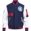Pro Standard Mens NBA Old English Varsity Jacket(Midnight Navy/Red/Midnight Navy)