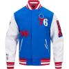 Pro Standard Mens NBA Old English Varsity Jacket(Royal Blue/Red)