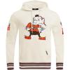 Pro Standard Mens NFL Retro Classics Brushed Back French Terry Pull Over Hoodie(Eggshell/ Brown)