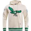 Pro Standard Mens NFL Retro Classics Brushed Back French Terry Pull Over Hoodie(Eggshell/ Kelly Green)