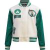 Pro Standard Womens NBA Retro Classics Varsity Jacket(Eggshell/ Kelly Green)