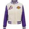 Pro Standard Womens NBA Retro Classics Varsity Jacket(Eggshell/ Purple)