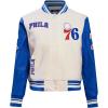 Pro Standard Womens NBA Retro Classics Varsity Jacket(Eggshell/Royal Blue)