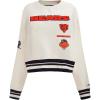 Pro Standard Womens NFL Retro Classics Brushed Back French Terry Crewneck Sweatshirt(Eggshell/ Midnight Navy)
