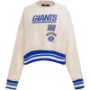 Pro Standard Womens NFL Retro Classics Brushed Back French Terry Crewneck Sweatshirt(Eggshell/Dodger Blue)