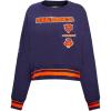 Pro Standard Womens NFL Retro Classics Brushed Back French Terry Crewneck Sweatshirt(Midnight Navy/Orange/Midnight Navy)