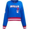 Pro Standard Womens NFL Retro Classics Brushed Back French Terry Crewneck Sweatshirt(Royal Blue/Red)