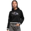 Pro Standard Womens NFL Retro Classics Brushed Back French Terry Cropped Pullover Hoodie(Black)