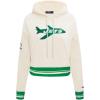 Pro Standard Womens NFL Retro Classics Brushed Back French Terry Cropped Pullover Hoodie(Eggshell/ Kelly Green)