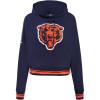 Pro Standard Womens NFL Retro Classics Brushed Back French Terry Cropped Pullover Hoodie(Midnight Navy/Orange/Midnight Navy)