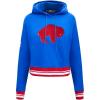 Pro Standard Womens NFL Retro Classics Brushed Back French Terry Cropped Pullover Hoodie(Royal Blue/Red)