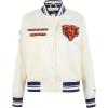 Pro Standard Womens NFL Retro Classics Satin Jacket(Eggshell/ Midnight Navy)