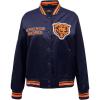 Pro Standard Womens NFL Retro Classics Satin Jacket(Midnight Navy/Orange/Midnight Navy)