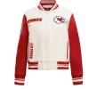 Pro Standard Womens NFL Retro Classics Varsity Jacket(Eggshell/ Red)