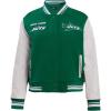 Pro Standard Womens NFL Retro Classics Varsity Jacket(Kelly Green/ White)