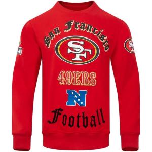 Pro Standard Mens NFL Old English Brushed Back French Terry Crewneck Sweatshirt(Red)
