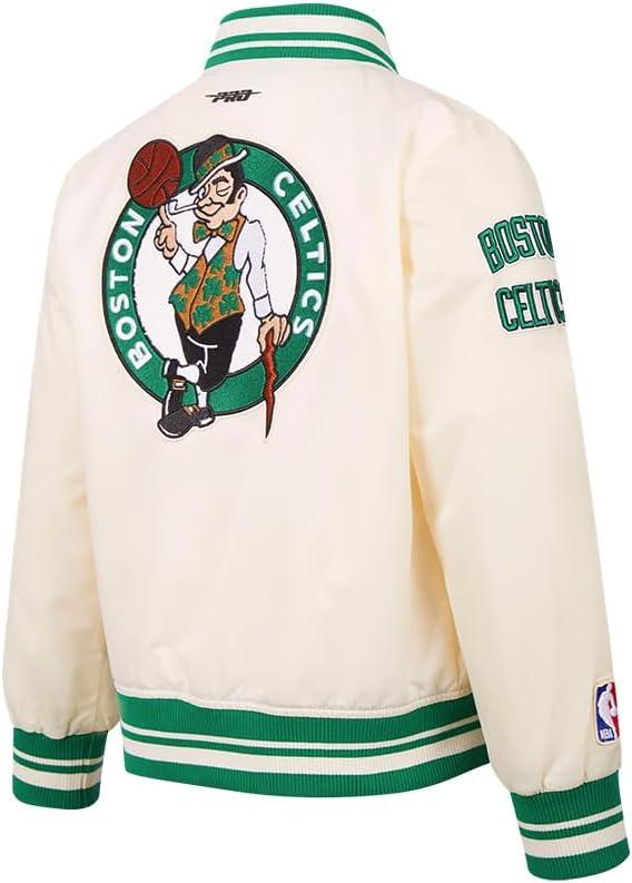 imagePro Standard Big Kids NBA Retro Classics Satin JacketEggshell Kelly Green