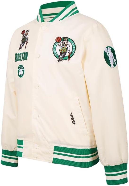 imagePro Standard Big Kids NBA Retro Classics Satin JacketEggshell Kelly Green