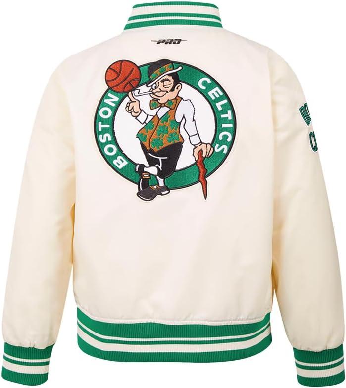 imagePro Standard Big Kids NBA Retro Classics Satin JacketEggshell Kelly Green