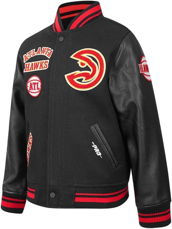 imagePro Standard Big Kids NBA Retro Classics Varsity JacketBlackRedBlack