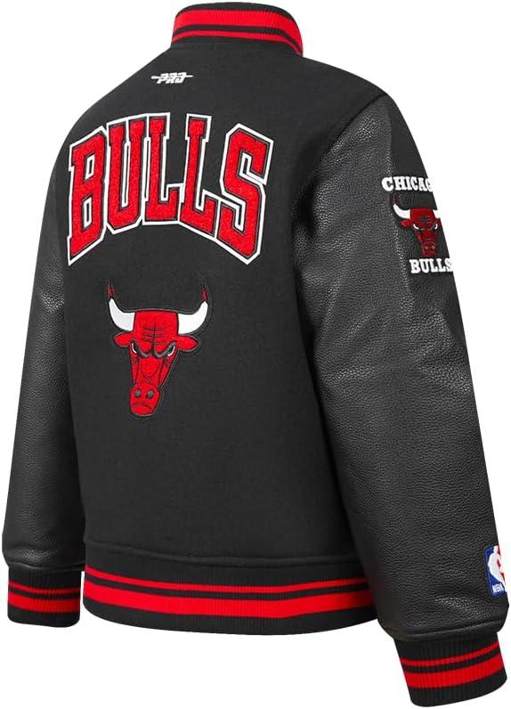 imagePro Standard Big Kids NBA Retro Classics Varsity JacketBlackRedBlack