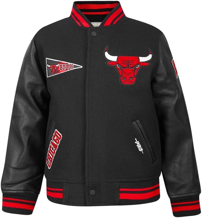 imagePro Standard Big Kids NBA Retro Classics Varsity JacketBlackRedBlack