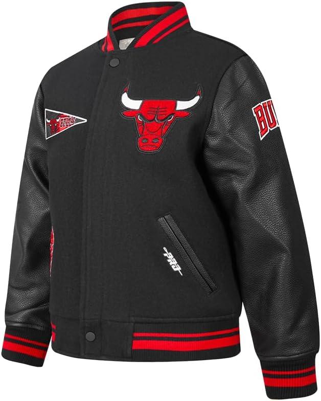 imagePro Standard Big Kids NBA Retro Classics Varsity JacketBlackRedBlack