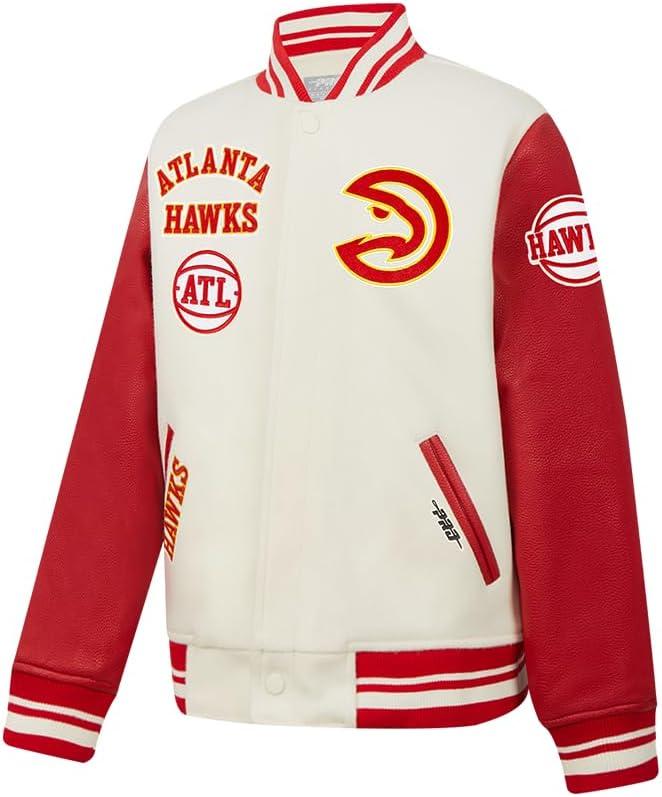 imagePro Standard Big Kids NBA Retro Classics Varsity JacketEggshell Red