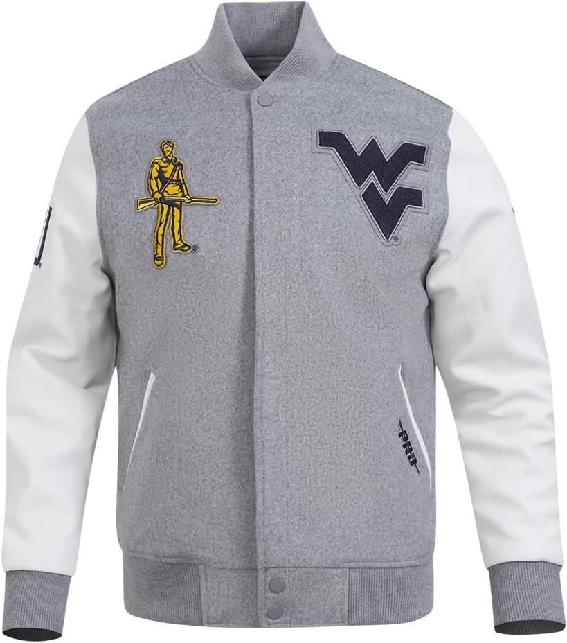 imagePro Standard Mens College Classic Chenille Varsity JacketHeather GrayWhite