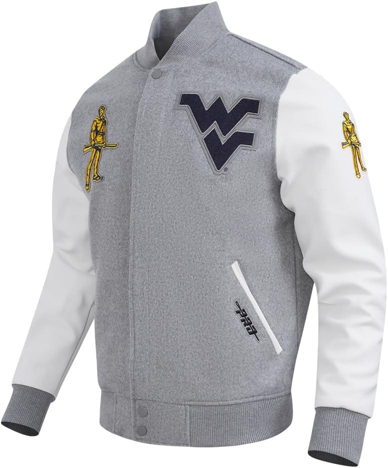 imagePro Standard Mens College Classic Chenille Varsity JacketHeather GrayWhite