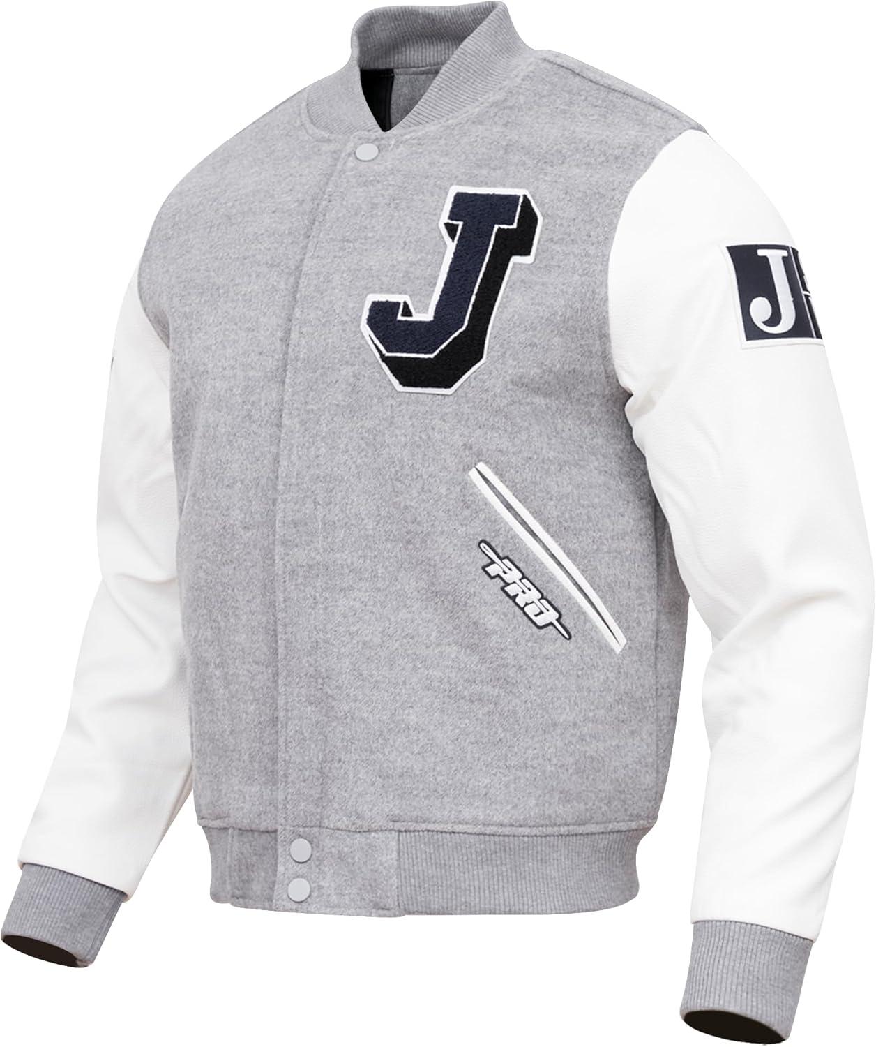 imagePro Standard Mens College Classic Chenille Varsity JacketHeather GreyWhite