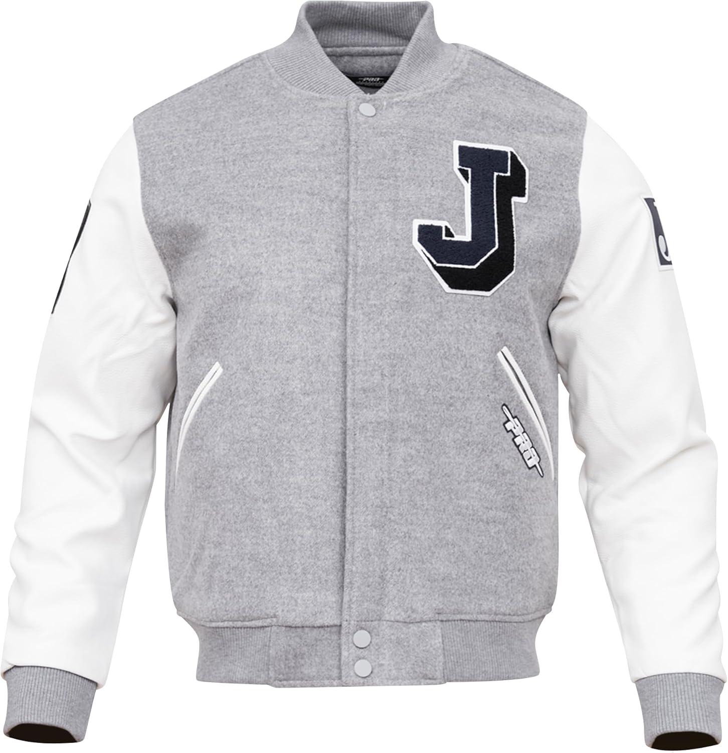 imagePro Standard Mens College Classic Chenille Varsity JacketHeather GreyWhite