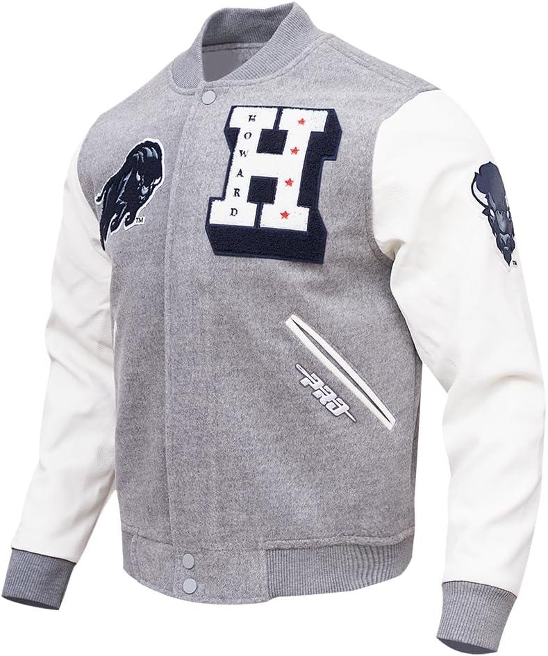 imagePro Standard Mens College Classic Chenille Varsity JacketHeather GreyWhite
