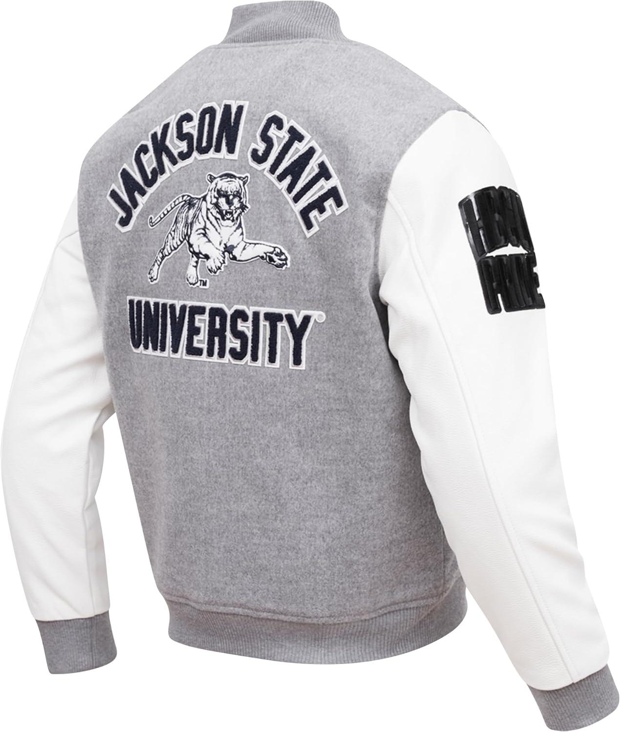 imagePro Standard Mens College Classic Chenille Varsity JacketHeather GreyWhite