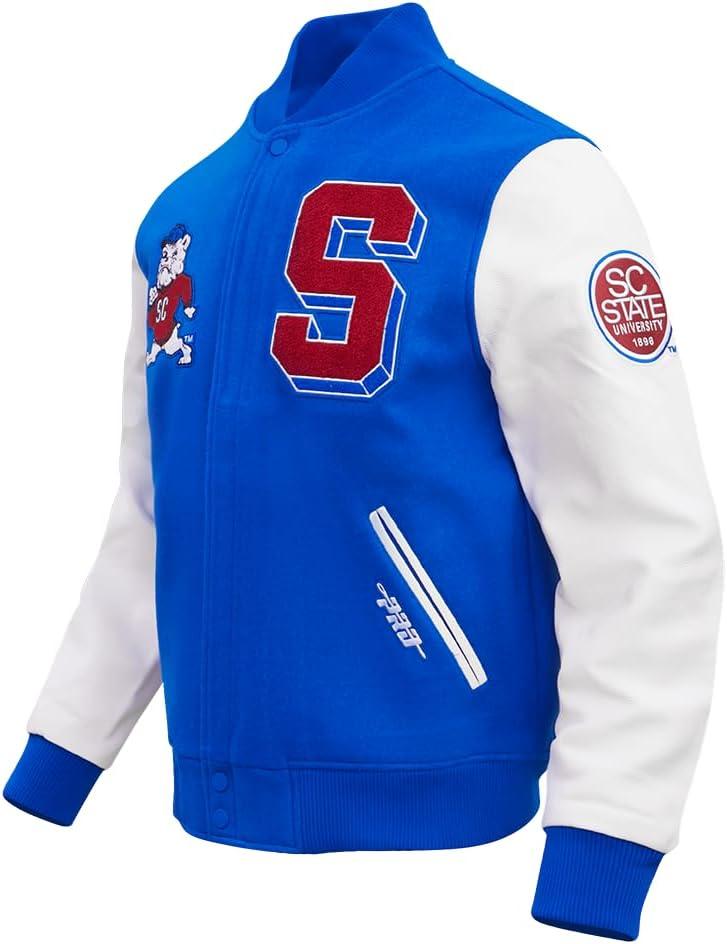 imagePro Standard Mens College Classic Chenille Varsity JacketRoyal BlueWhite