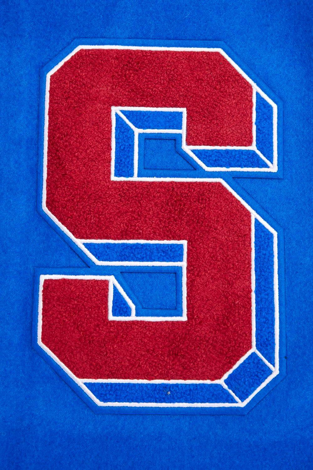 imagePro Standard Mens College Classic Chenille Varsity JacketRoyal BlueWhite