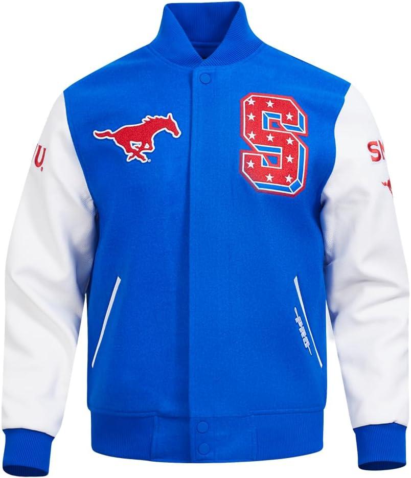 imagePro Standard Mens College Classic Chenille Varsity JacketRoyal BlueWhite