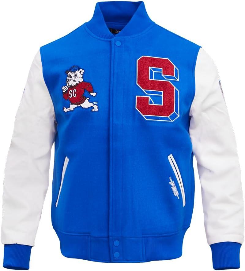 imagePro Standard Mens College Classic Chenille Varsity JacketRoyal BlueWhite