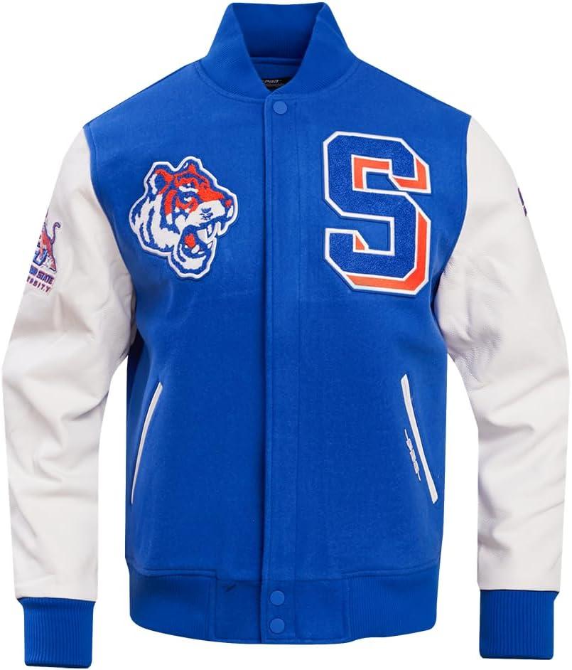 imagePro Standard Mens College Classic Chenille Varsity JacketRoyal BlueWhite