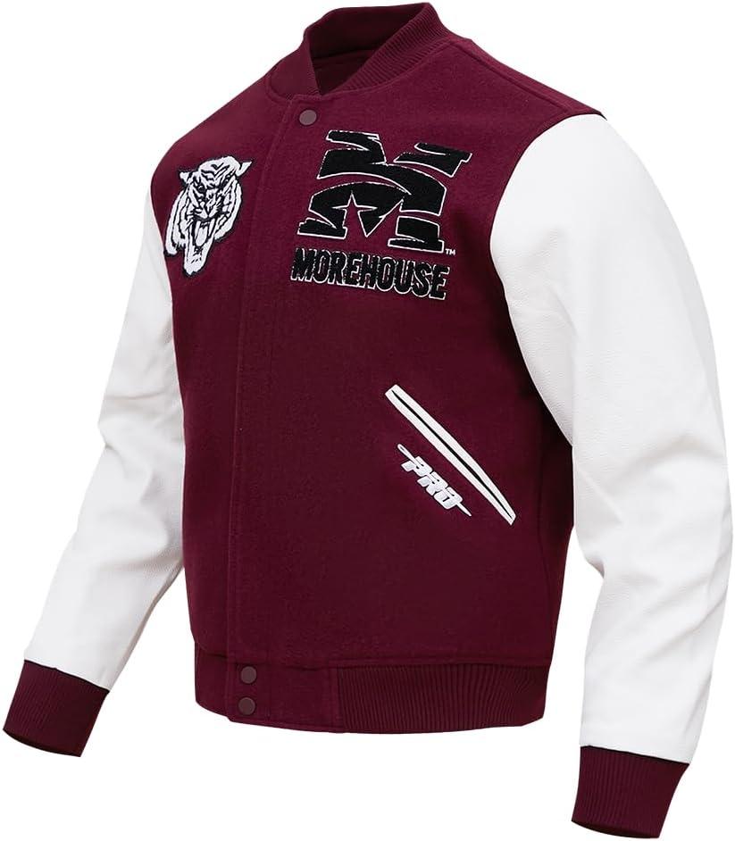 imagePro Standard Mens College Classic Chenille Varsity JacketWineWhite