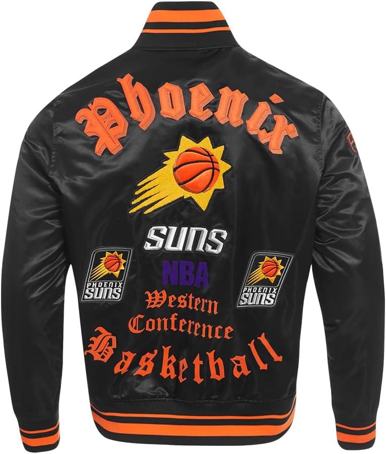 imagePro Standard Mens NBA Old English Satin JacketBlackOrange