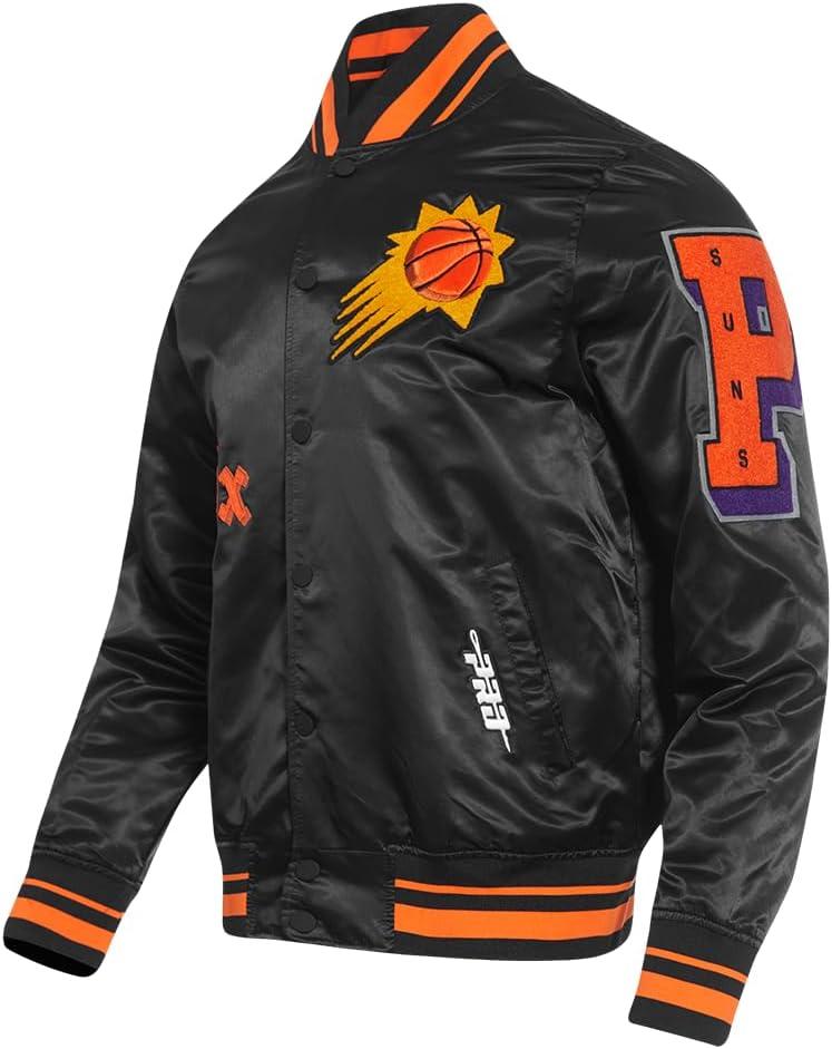 imagePro Standard Mens NBA Old English Satin JacketBlackOrange