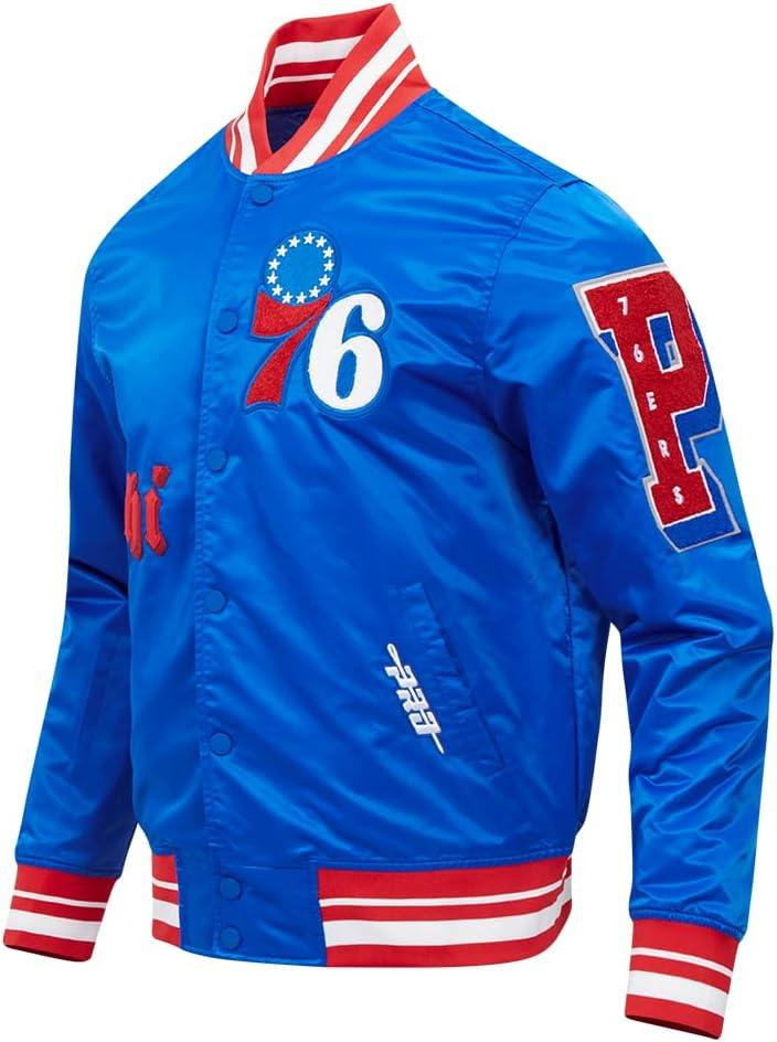 imagePro Standard Mens NBA Old English Satin JacketRoyal BlueRed
