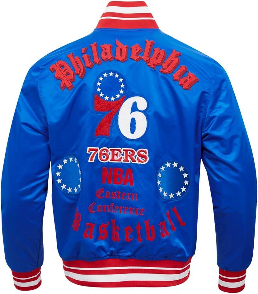 imagePro Standard Mens NBA Old English Satin JacketRoyal BlueRed