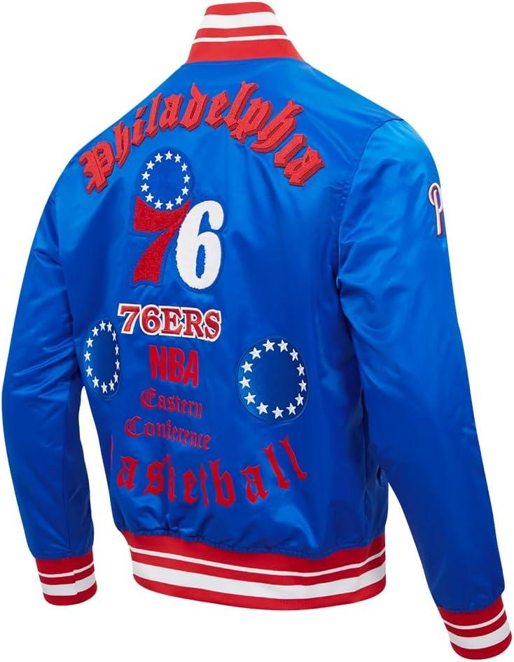 imagePro Standard Mens NBA Old English Satin JacketRoyal BlueRed