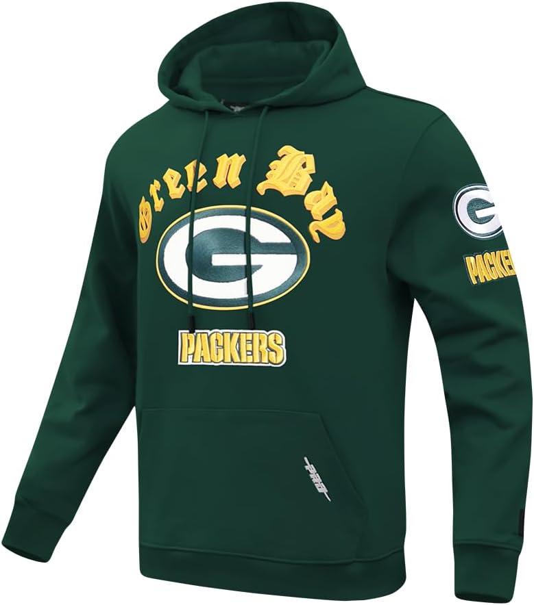 imagePro Standard Mens NFL Old English Brushed Back French Terry Pull Over HoodieGreen