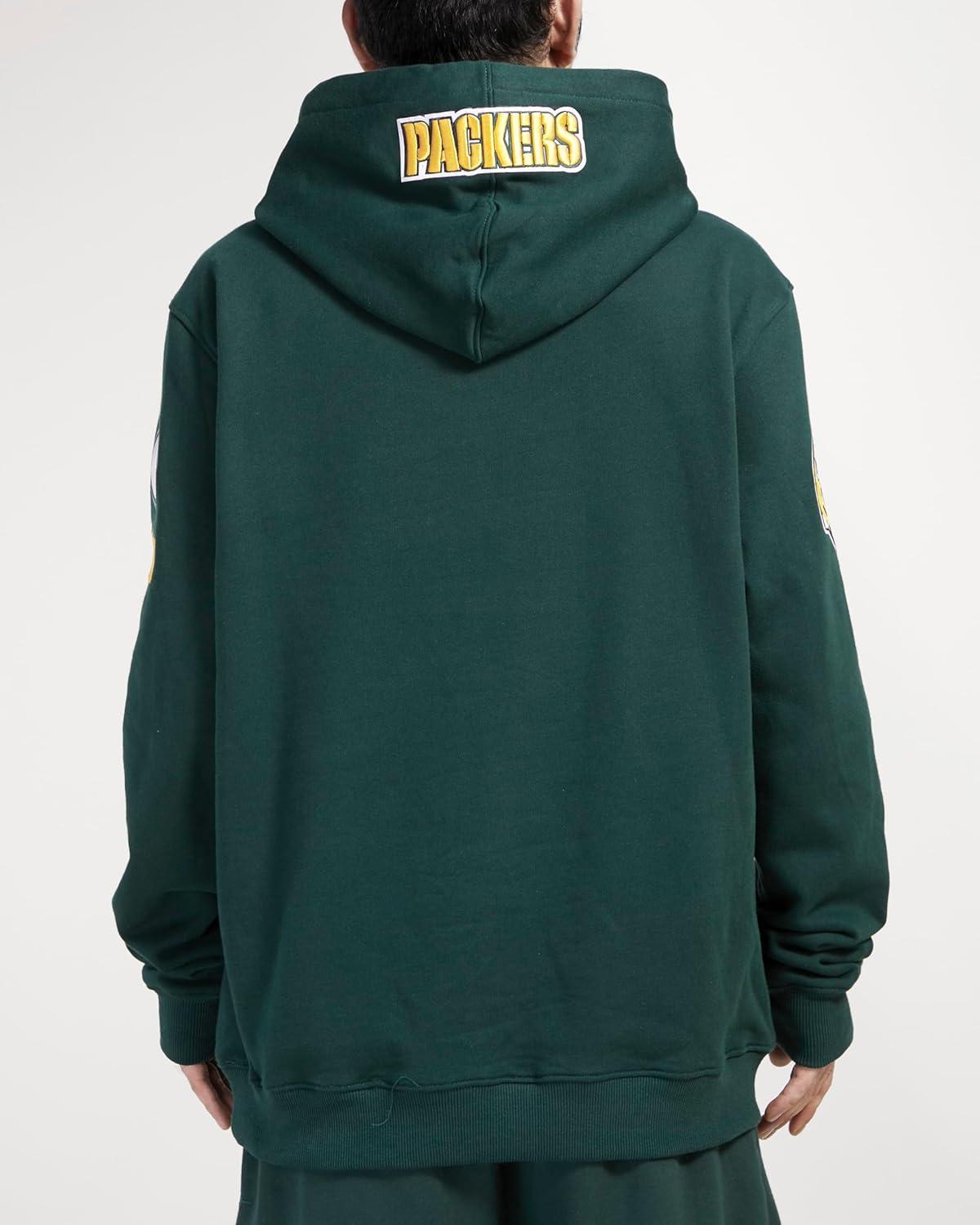 imagePro Standard Mens NFL Old English Brushed Back French Terry Pull Over HoodieGreen