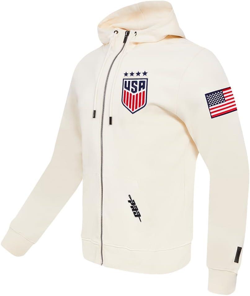 imagePro Standard Mens Ussf USWNT Soccer Classic Chenille Double Knit FullZip HoodieEggshell