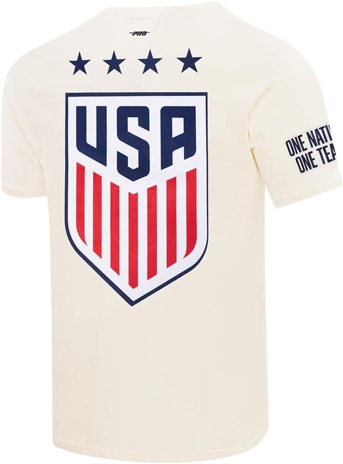 imagePro Standard Mens Ussf USWNT Soccer Classic Chenille Standard Cotton Short Sleeve ShirtEggshell